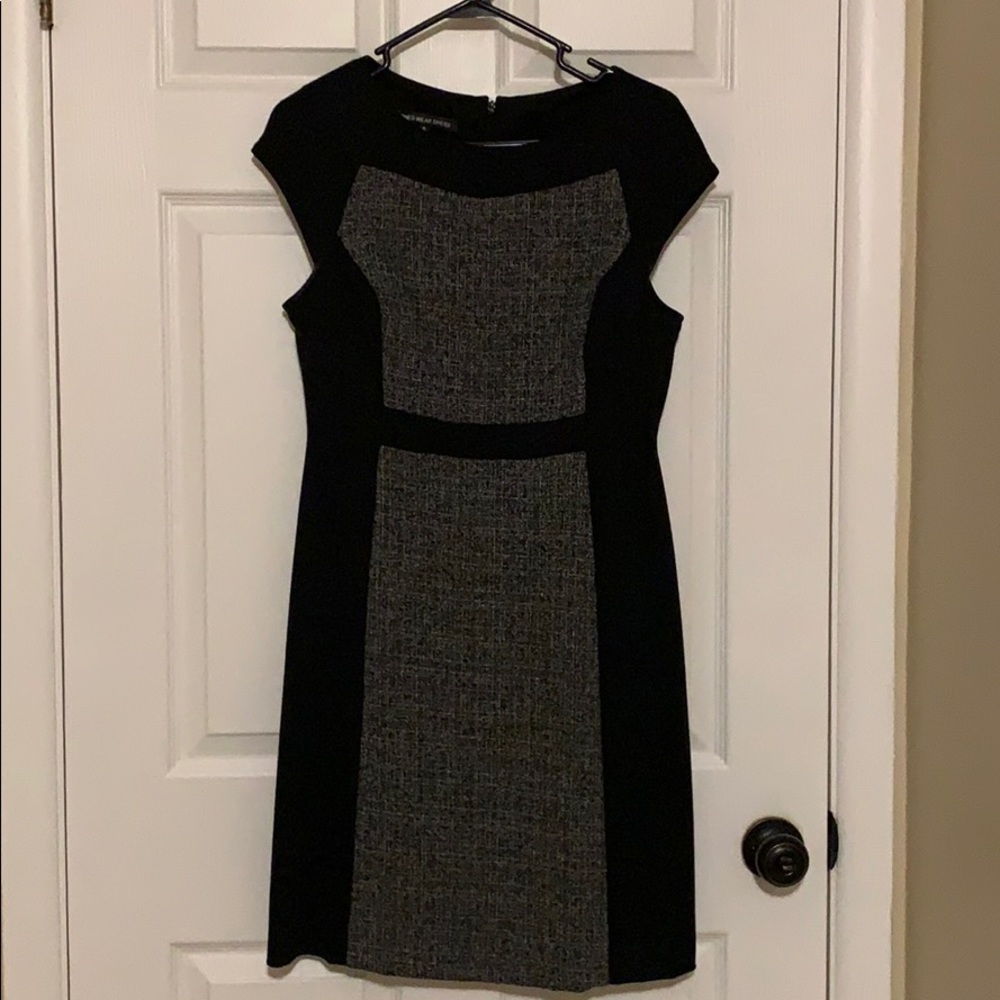 Black and grey cap sleeve dress